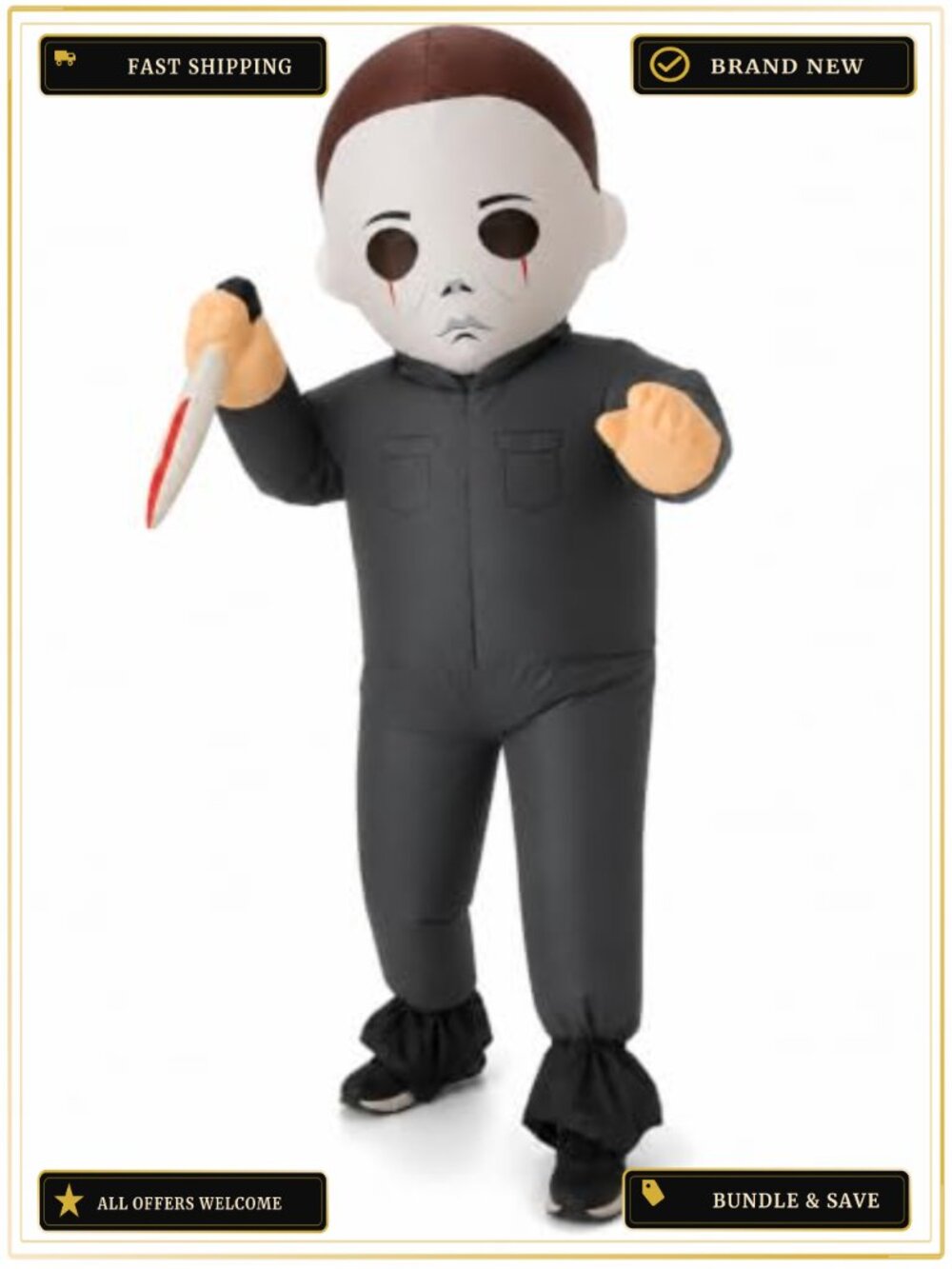 Adult Halloween Inflatable Costume Full Body Scary Killer Fan Blow Up Party